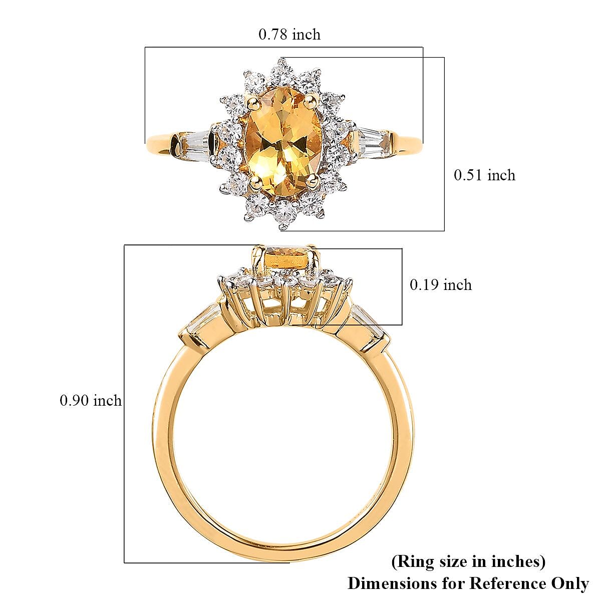 Premium Brazilian Heliodor and White Zircon Sunburst Ring in Vermeil Yellow Gold Over Sterling Silver (Size 10.0) 1.25 ctw