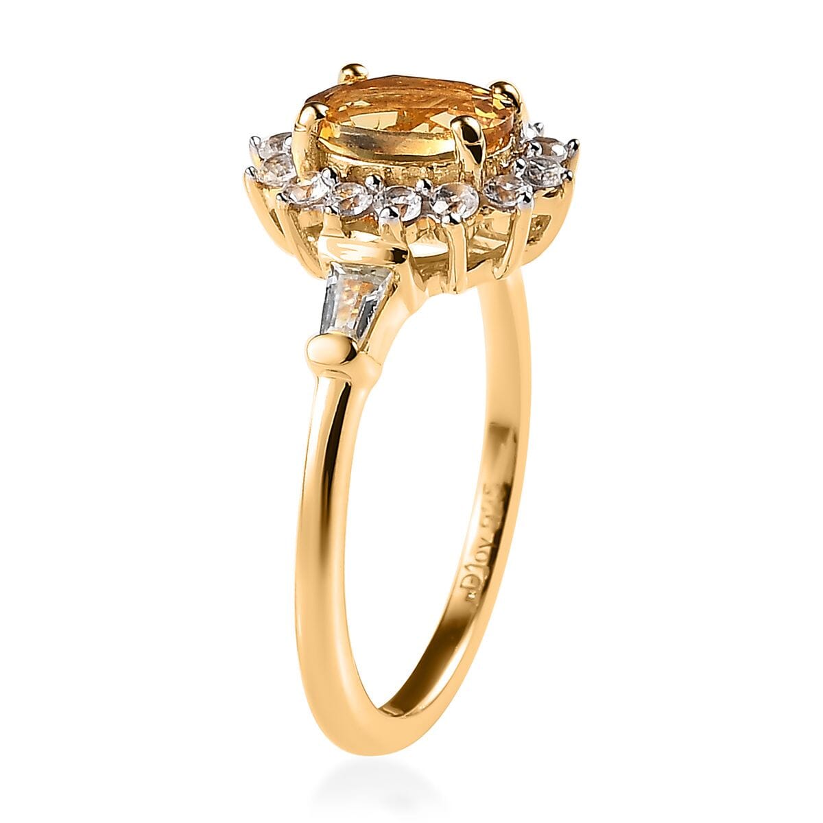 Premium Brazilian Heliodor and White Zircon Sunburst Ring in Vermeil Yellow Gold Over Sterling Silver (Size 8.0) 1.25 ctw image number 3