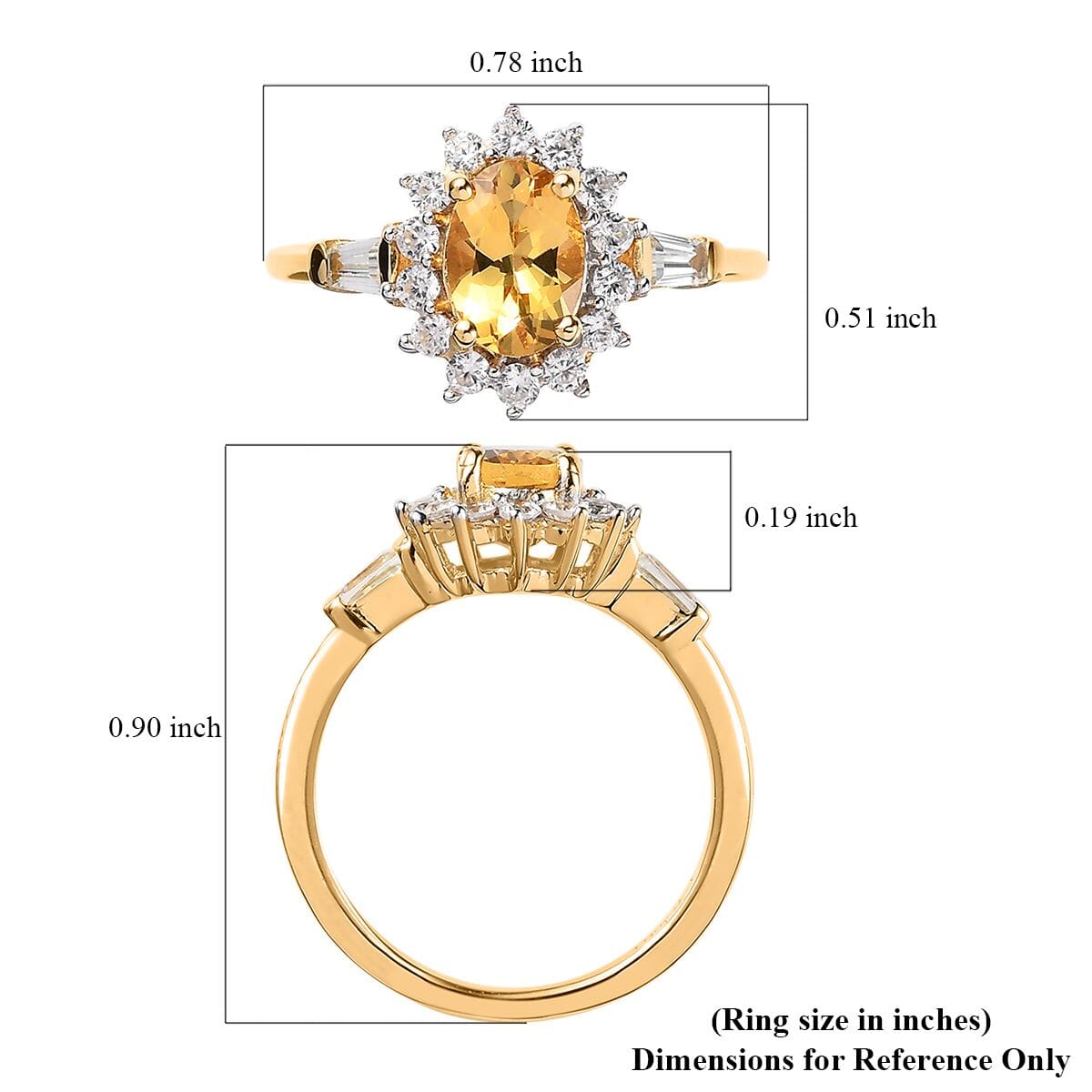 Premium Brazilian Heliodor and White Zircon Sunburst Ring in Vermeil Yellow Gold Over Sterling Silver (Size 8.0) 1.25 ctw image number 5