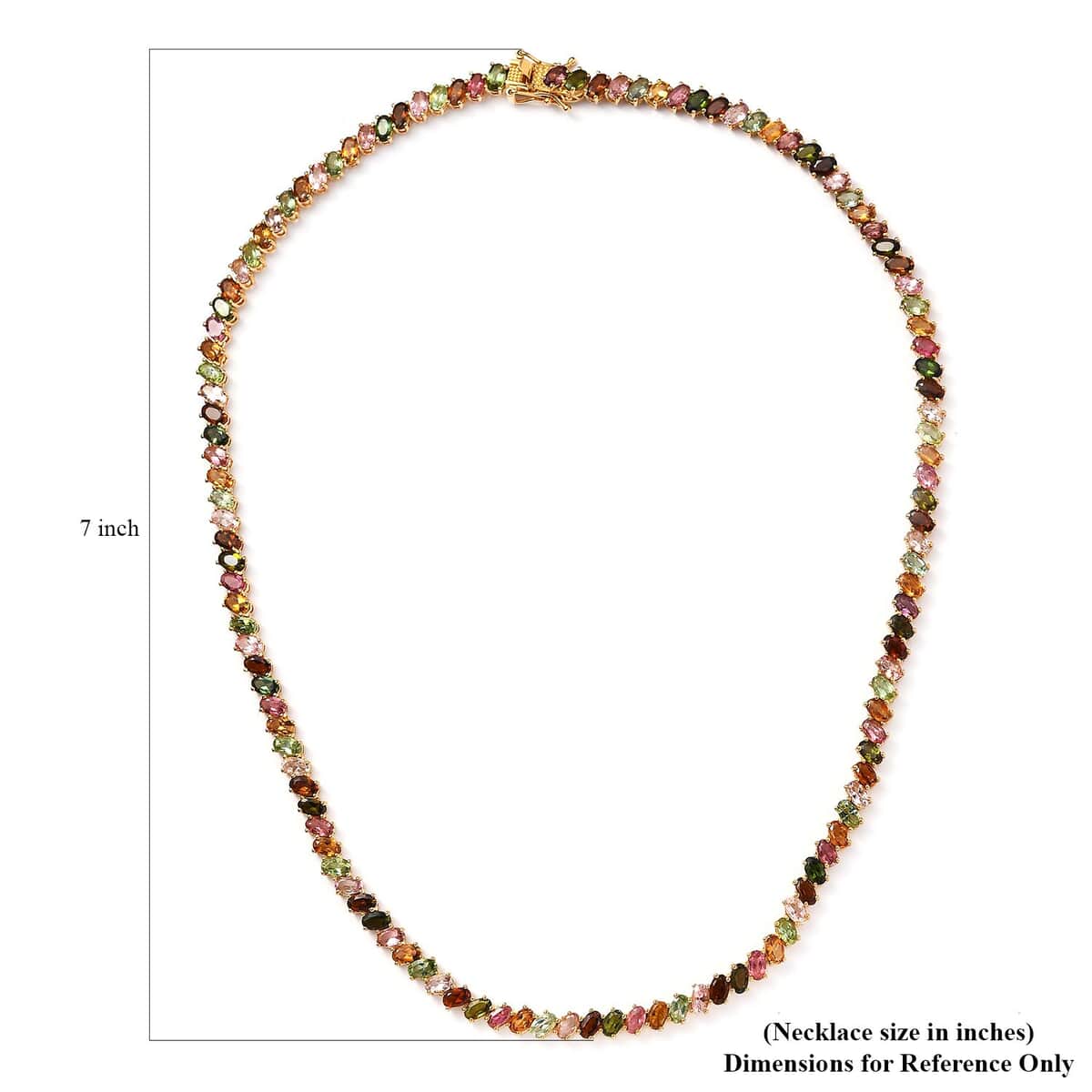 Multi-Tourmaline Tennis Necklace 18 Inches in Vermeil Yellow Gold Over Sterling Silver 29.85 ctw image number 5