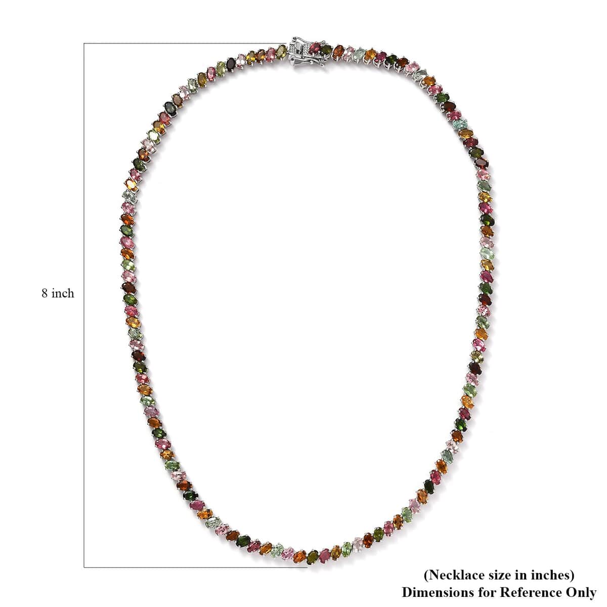 Multi-Tourmaline Tennis Necklace 18 Inches in Platinum Over Sterling Silver 29.85 ctw image number 5