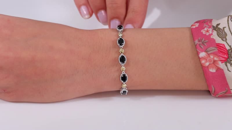 Thai Black Spinel Bolo Bracelet in 18K YG Plated, Platinum Bond and Stainless Steel 3.10 ctw