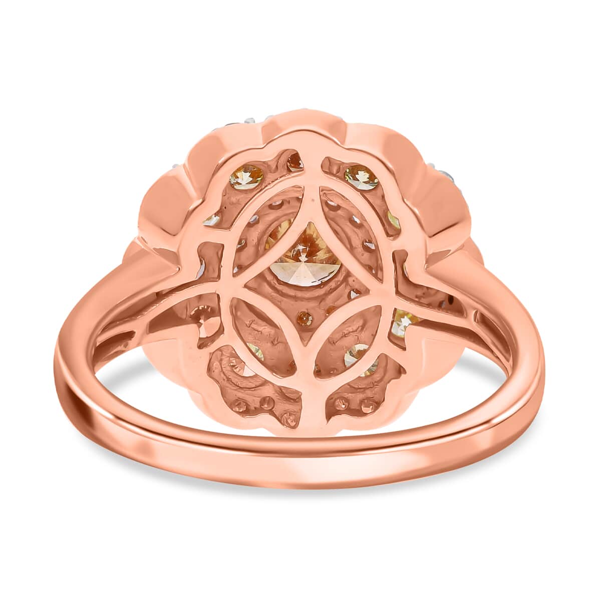 Luxoro 10K Rose Gold I3 Natural Multi Diamond Floral Ring (Size 10.0) 2.00 ctw image number 4