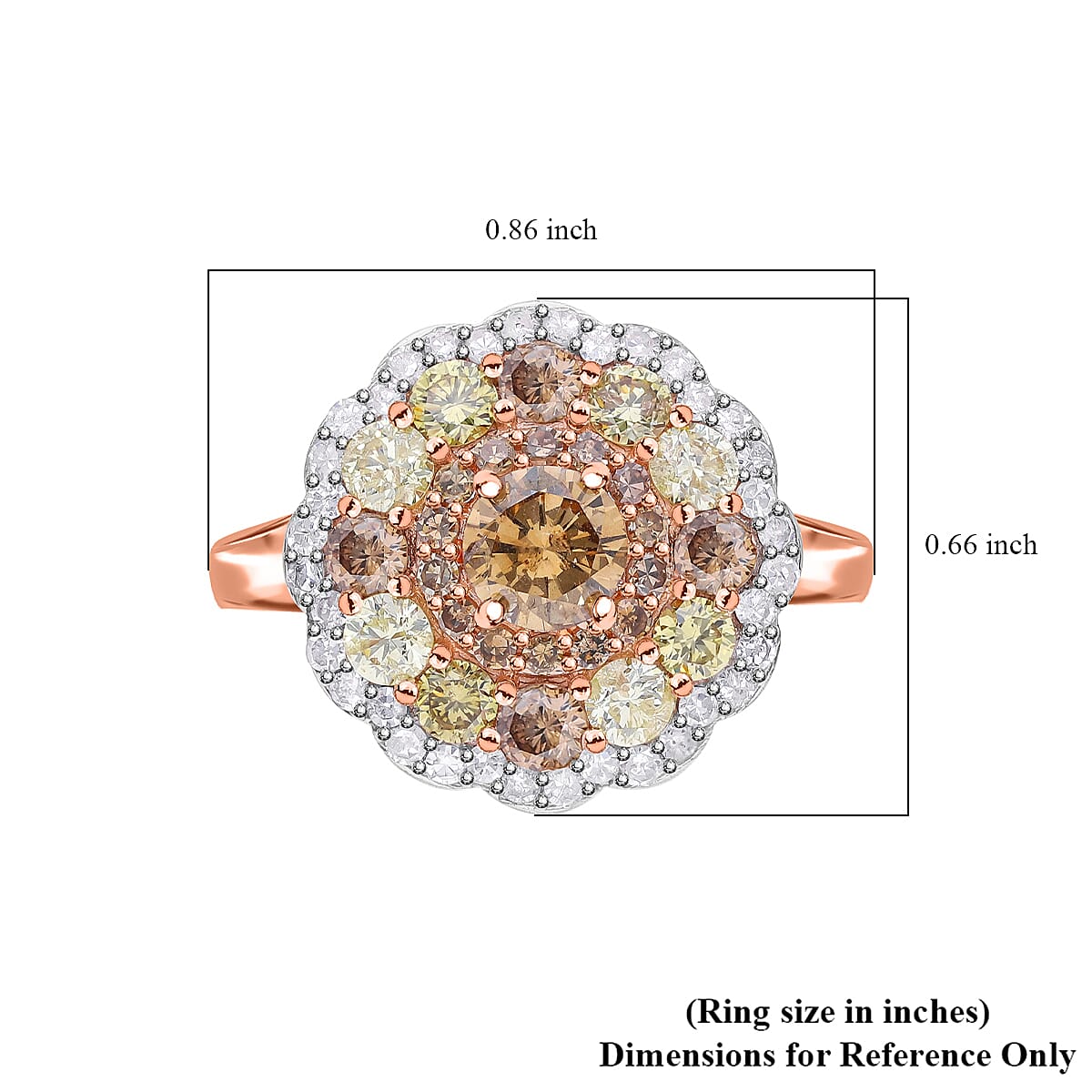 Luxoro I3 Natural Multi Diamond 2.00 ctw Floral Ring in 10K Rose Gold (Size 10.0)
