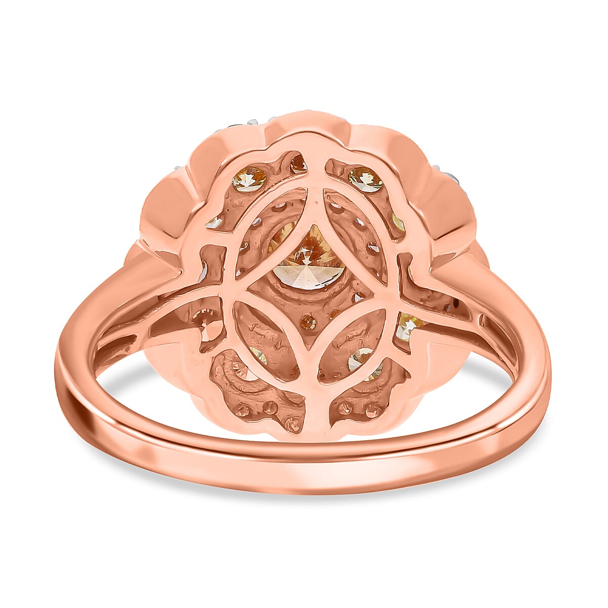 Luxoro 10K Rose Gold I3 Natural Multi Diamond Floral Ring (Size 7.0) 2.00 ctw image number 4