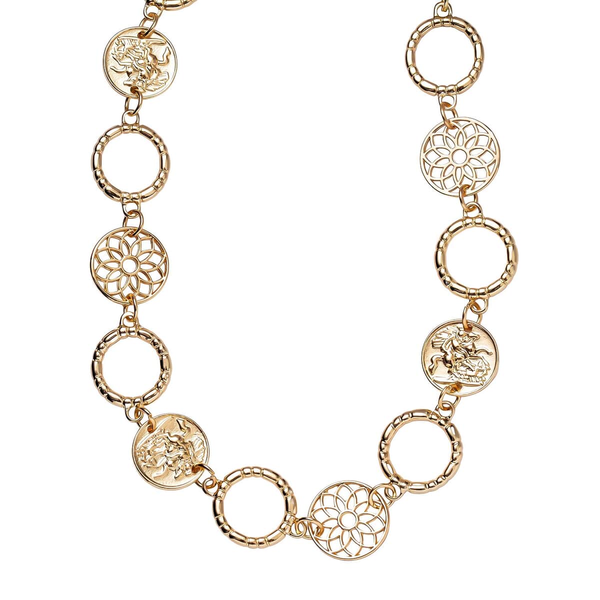 Floral Charm Necklace 20-22 Inches in Goldtone image number 0