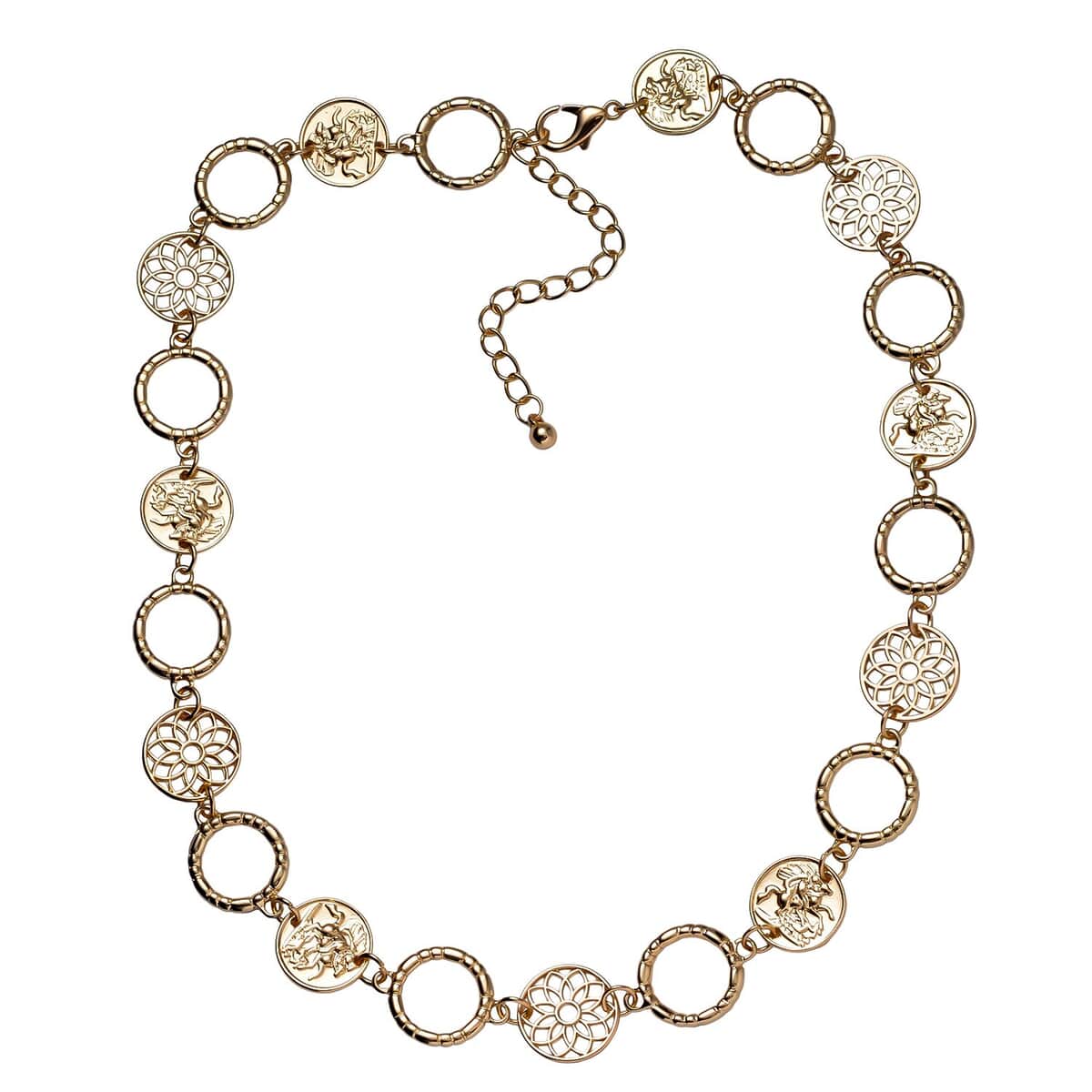 Floral Charm Necklace 20-22 Inches in Goldtone image number 2