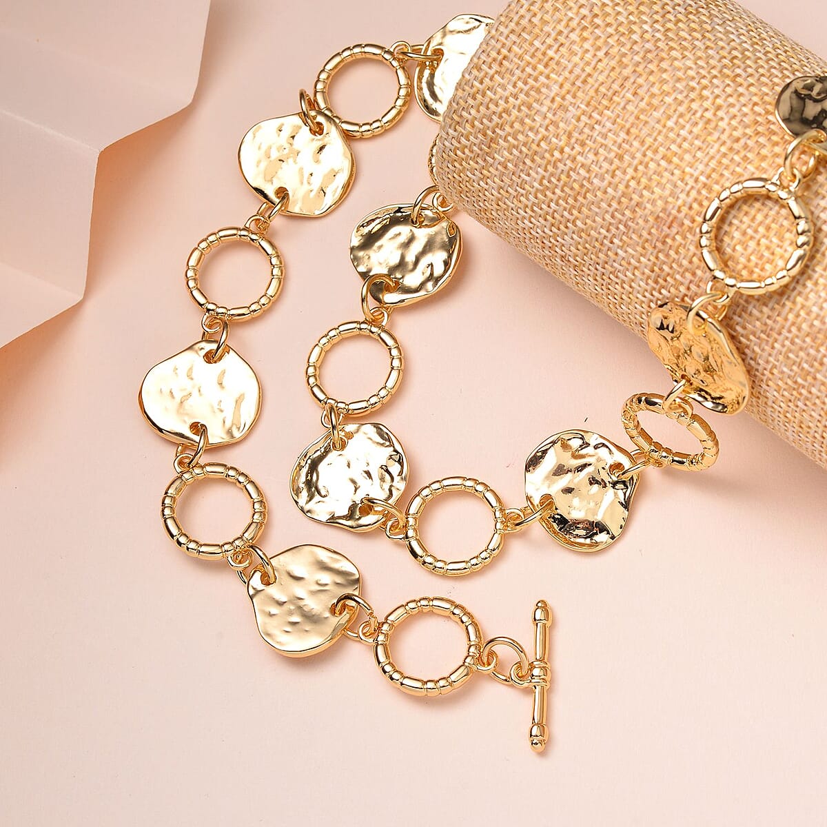 Fancy Charm Necklace 19.5-20.5 Inches in Goldtone image number 1