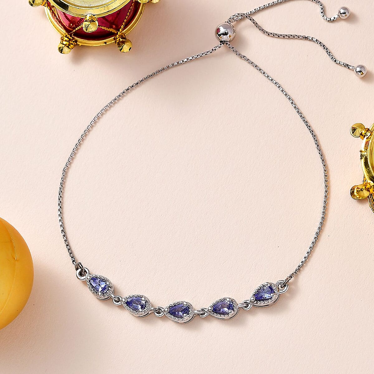 Tanzanite Bolo Bracelet in Platinum Over Sterling Silver (10.50 In) 1.00 ctw image number 1