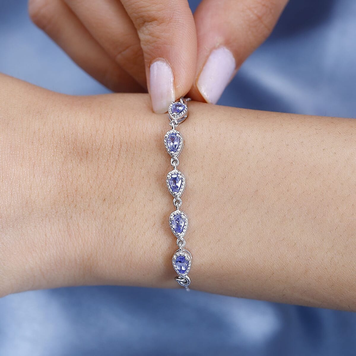 Tanzanite Bolo Bracelet in Platinum Over Sterling Silver (10.50 In) 1.00 ctw image number 2