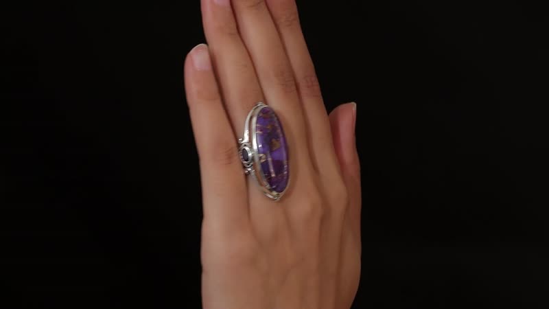 Mojave Purple Turquoise and African Amethyst Ring in Sterling Silver (Size 10.0) 32.75 ctw