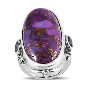 Mojave Purple Turquoise and African Amethyst Ring in Sterling Silver (Size 6.0) 32.75 ctw