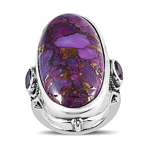 Mojave Purple Turquoise and African Amethyst Ring in Sterling Silver (Size 7.0) 32.75 ctw