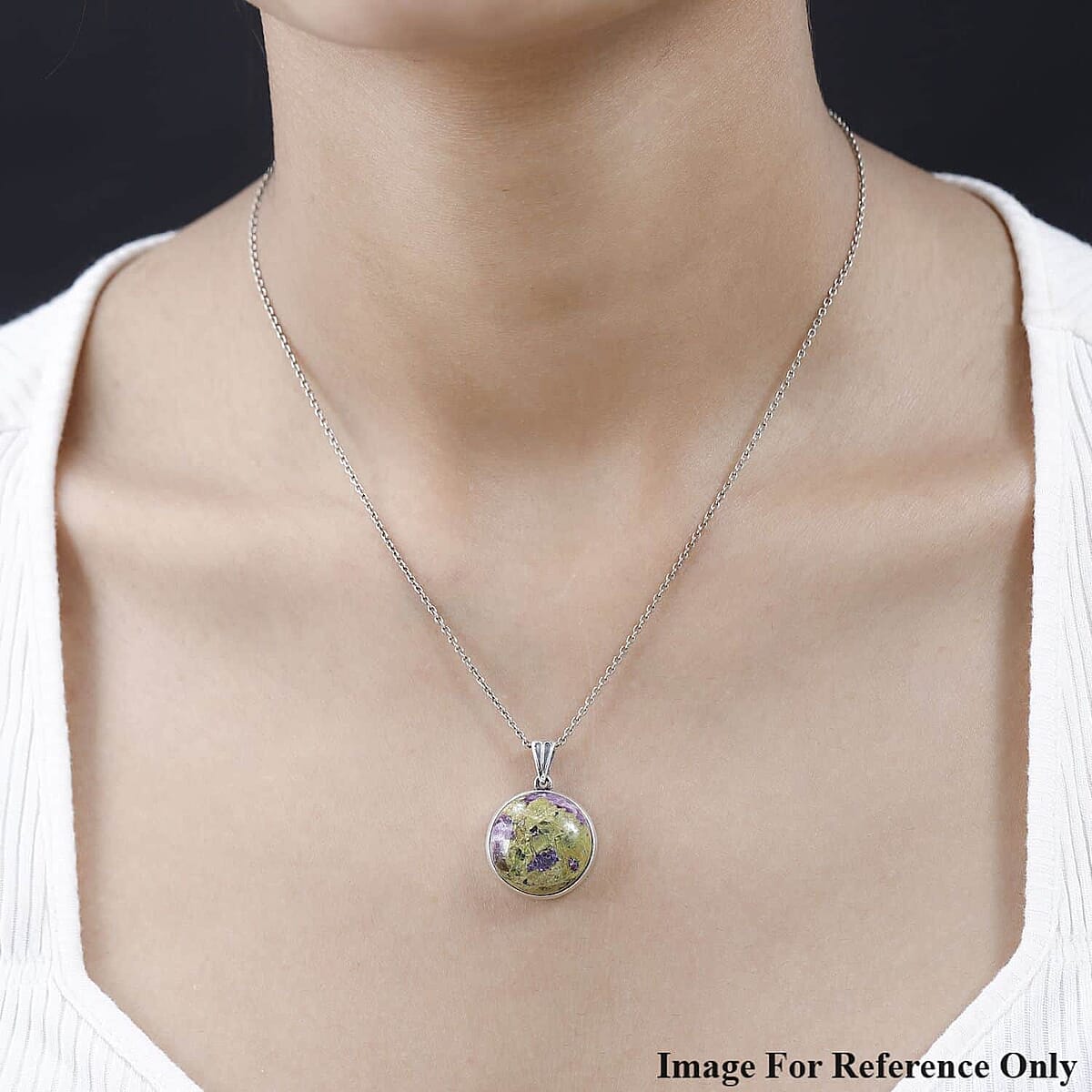 Australian Mojave Stichitite Solitaire Pendant in Sterling Silver 18.90 ctw image number 2