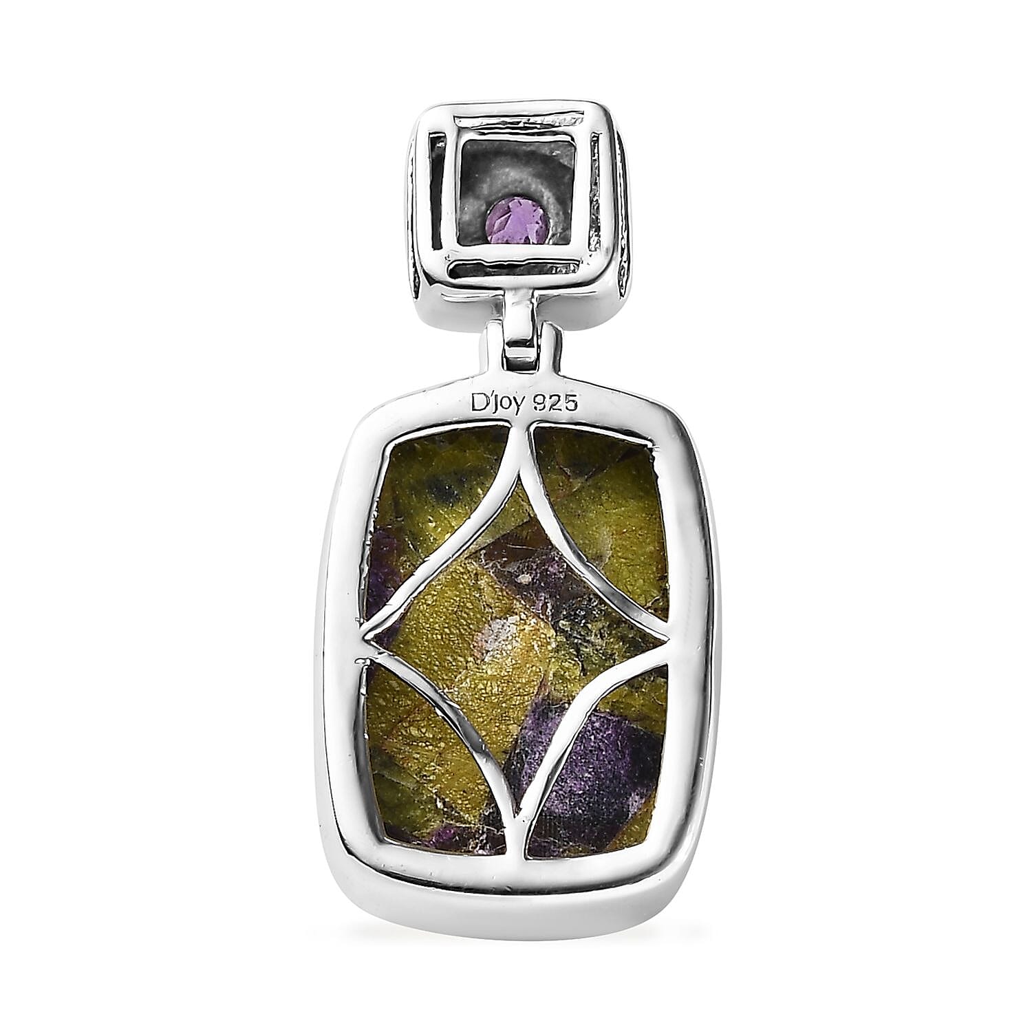 Artisan Crafted Tasmanian Stichtite and Amethyst Pendant in Black Oxidized Sterling Silver 9.90 ctw