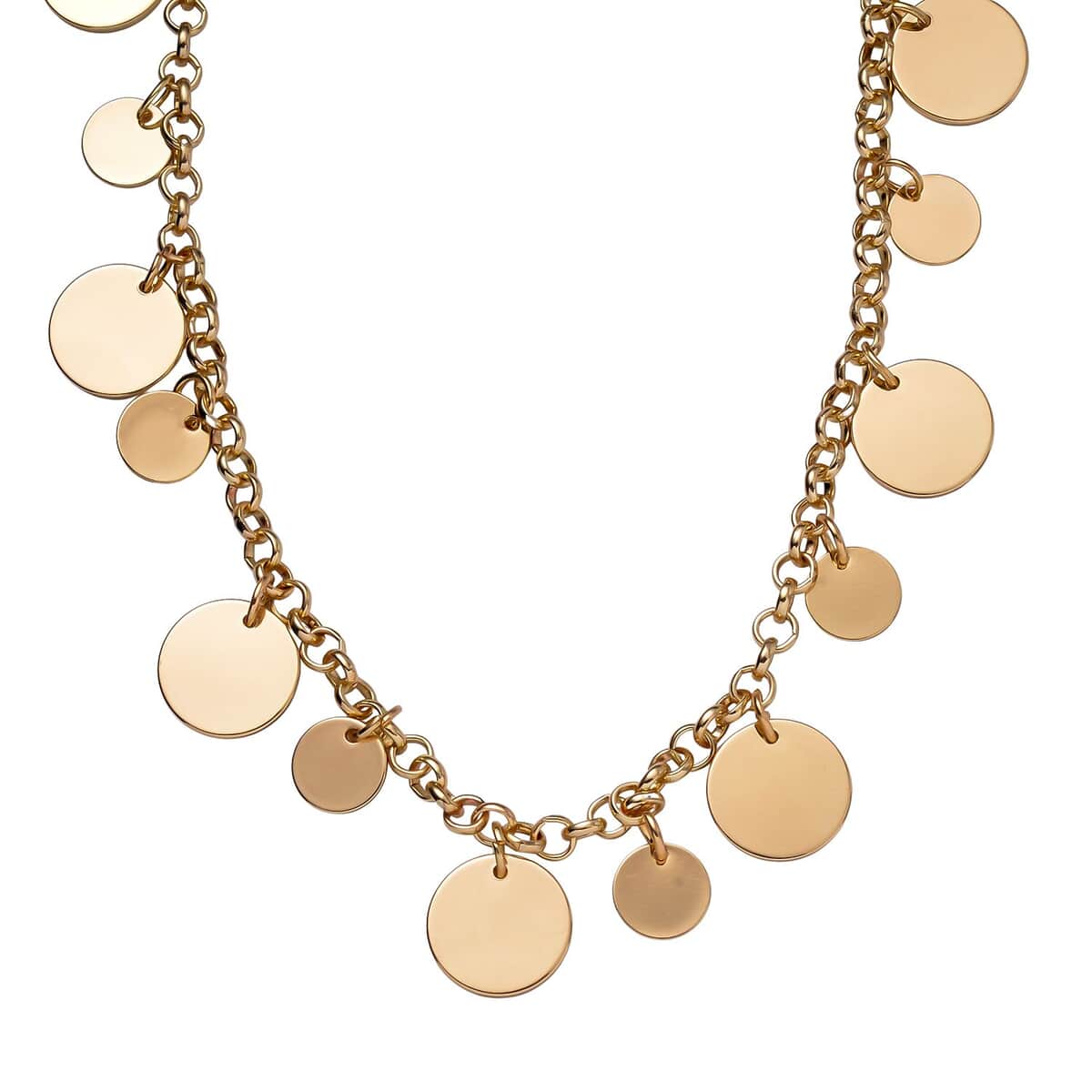 Plain Coin Charm Necklace 20-22 Inches in Goldtone image number 0