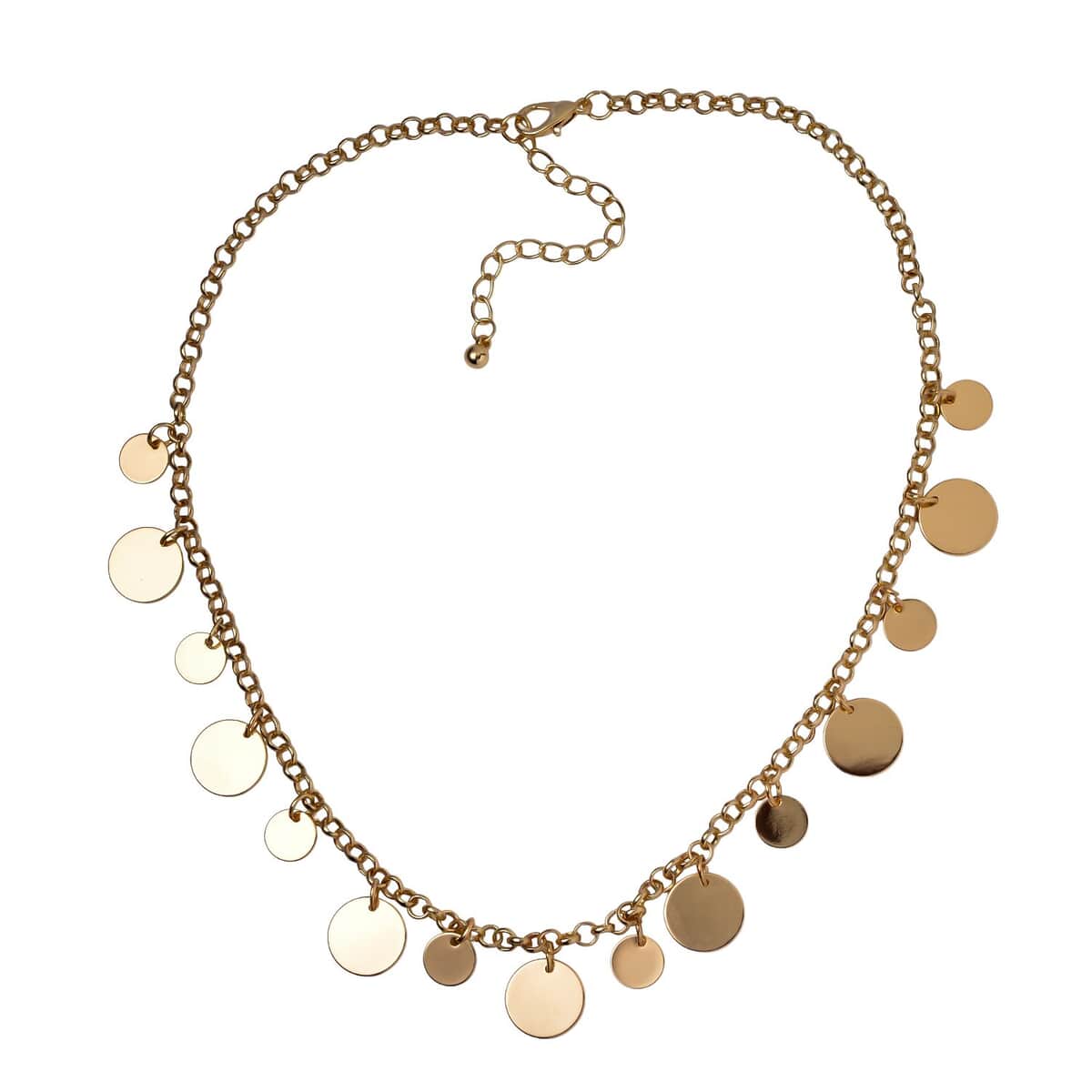 Plain Coin Charm Necklace 20-22 Inches in Goldtone image number 2