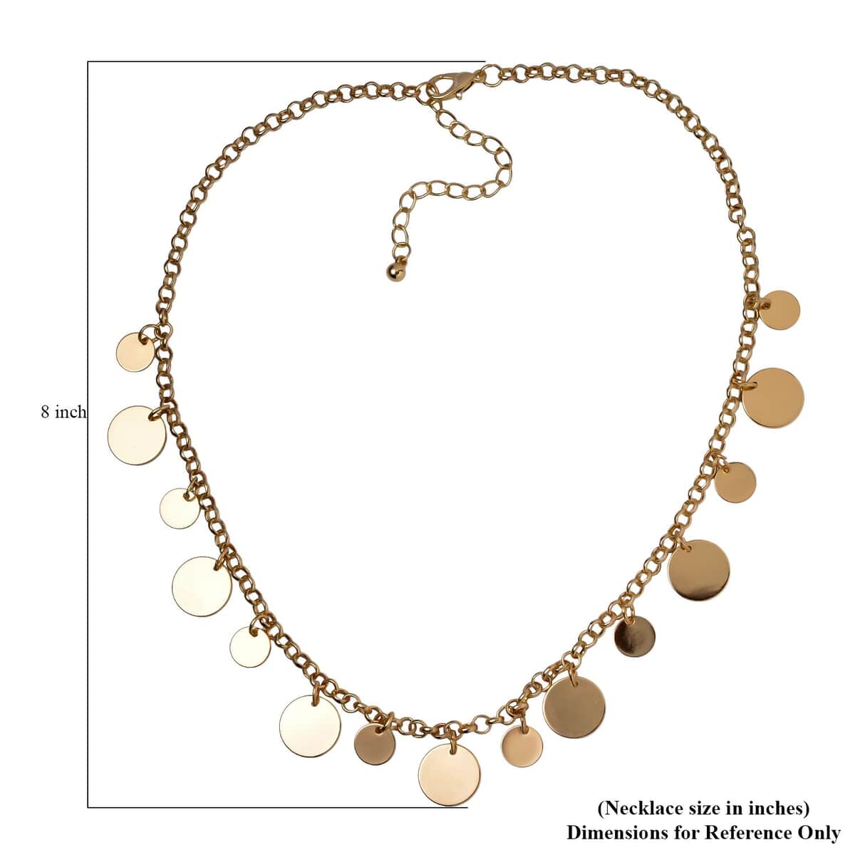 Plain Coin Charm Necklace 20-22 Inches in Goldtone image number 4