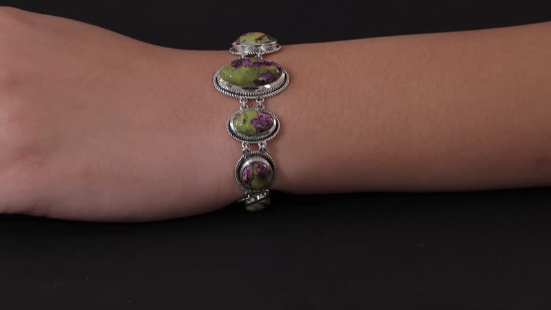 Tasmanian Stichtite Toggle Clasp Bracelet in Sterling Silver (6.50-8.00In) 22.50 ctw