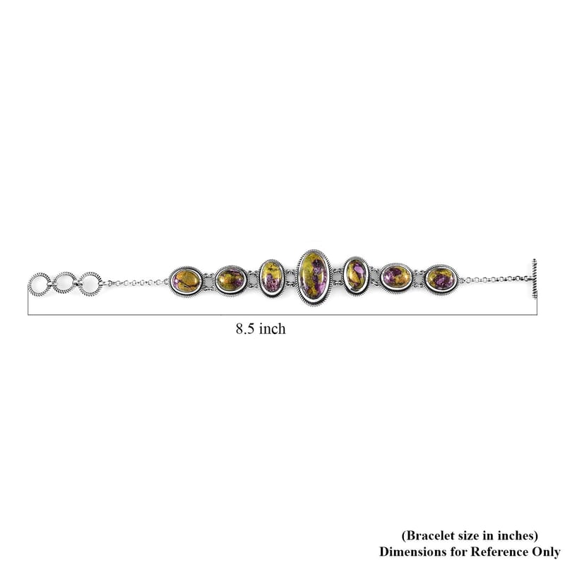 Tasmanian Stichtite Toggle Clasp Bracelet in Sterling Silver (6.50-8.00In) 22.50 ctw