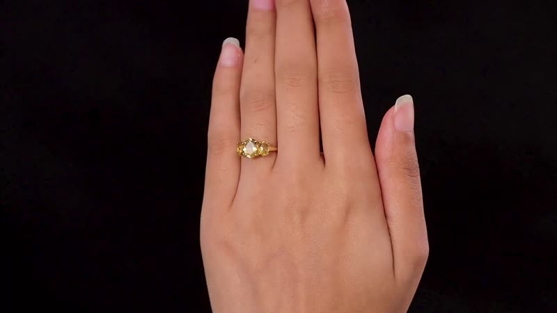 Premium Brazilian Heliodor Trilogy Ring in Vermeil Yellow Gold Over Sterling Silver (Size 10.0) 1.90 ctw