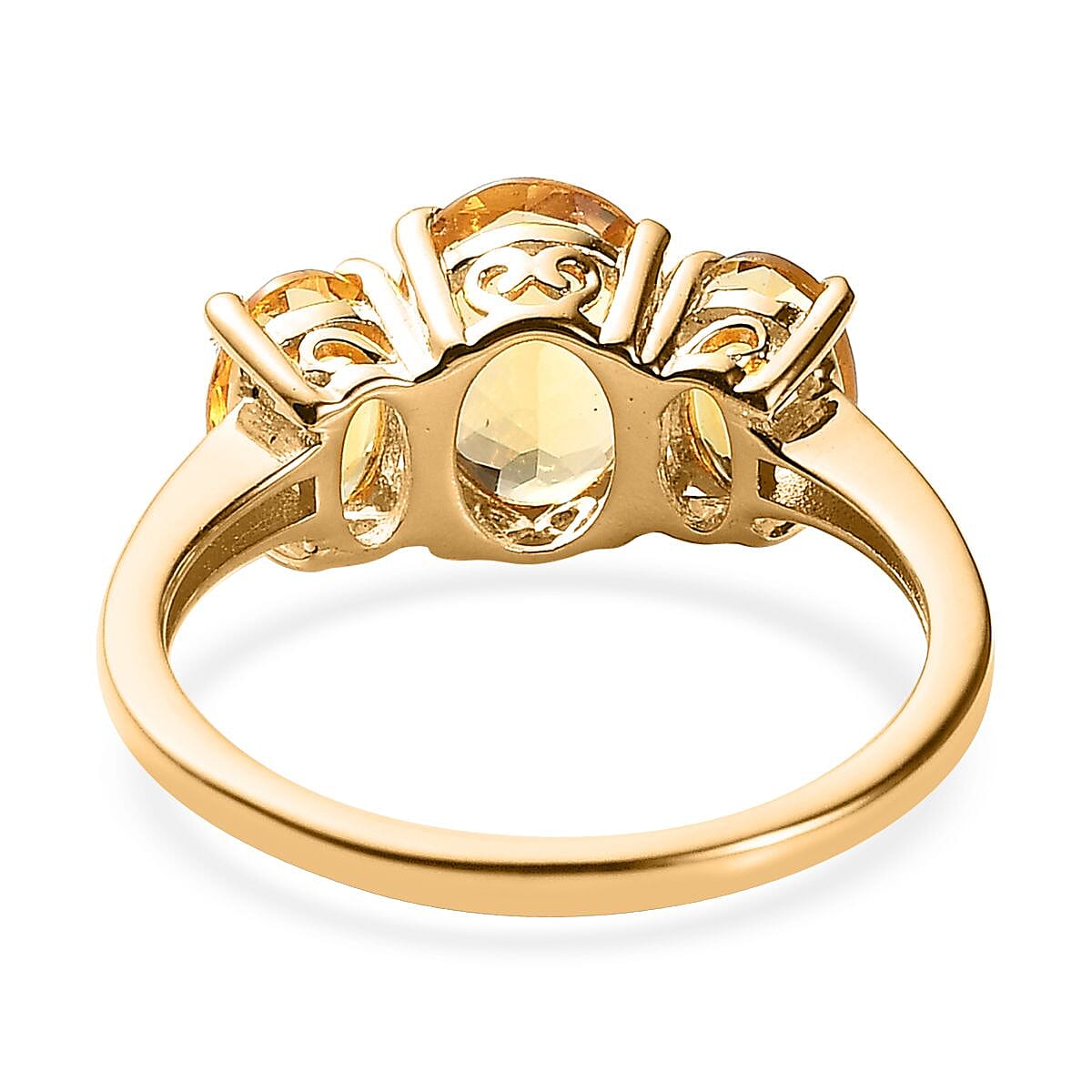 Premium Brazilian Heliodor Trilogy Ring in Vermeil Yellow Gold Over Sterling Silver (Size 10.0) 1.90 ctw