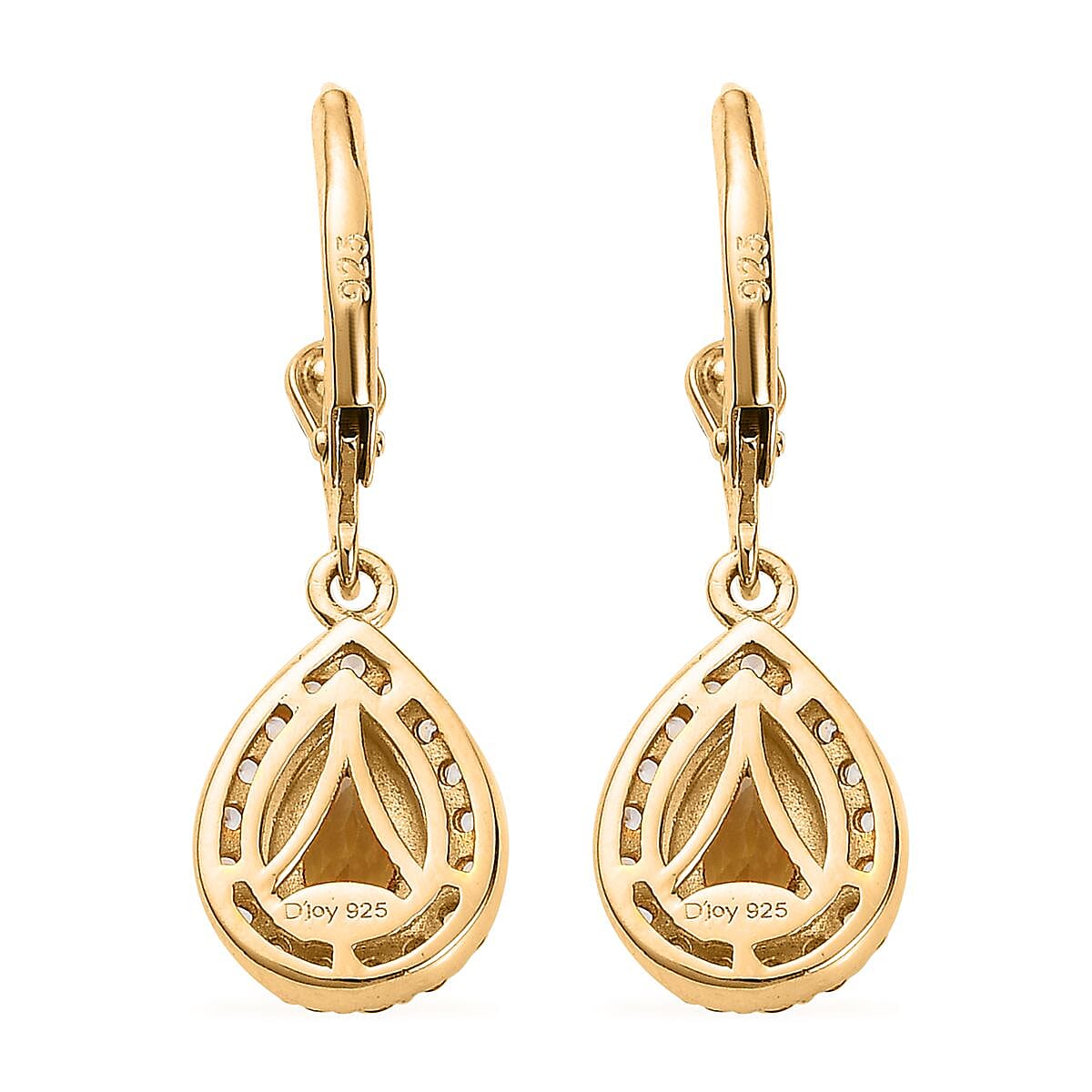 Premium Brazilian Heliodor and White Zircon Lever Back Earrings in Vermeil Yellow Gold Over Sterling Silver 1.40 ctw
