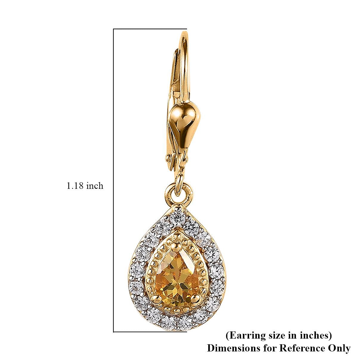 Premium Brazilian Heliodor and White Zircon Lever Back Earrings in Vermeil Yellow Gold Over Sterling Silver 1.40 ctw