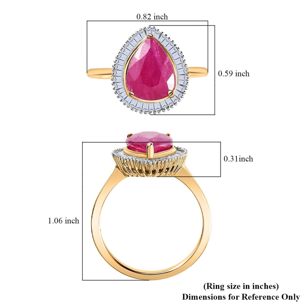 Doorbuster Luxoro 14K Yellow Gold Premium Mozambique Ruby and G-H I1 Diamond Halo Ring 2.90 ctw image number 5