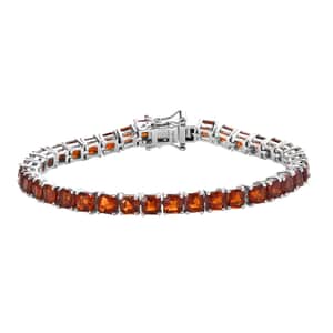 Asscher Cut Brazilian Cherry Citrine Tennis Bracelet in Platinum Over Sterling Silver (6.50 In) 11.00 ctw