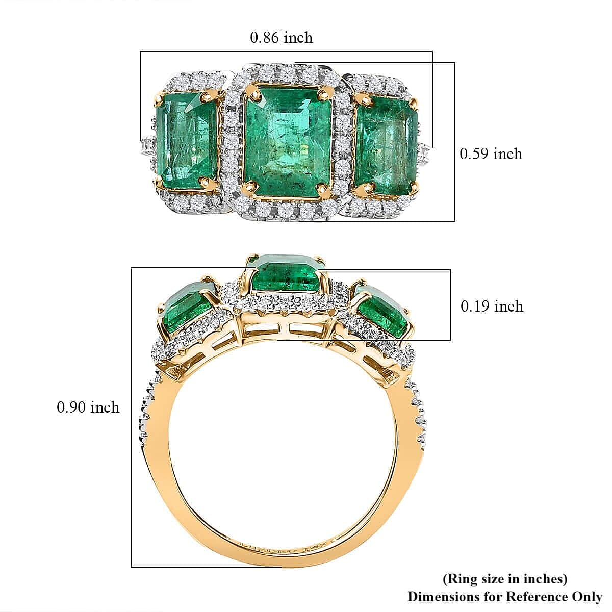 Doorbuster Luxoro 14K Yellow Gold AAA Emerald and G-H I1 Diamond Ring 4.00 ctw image number 5