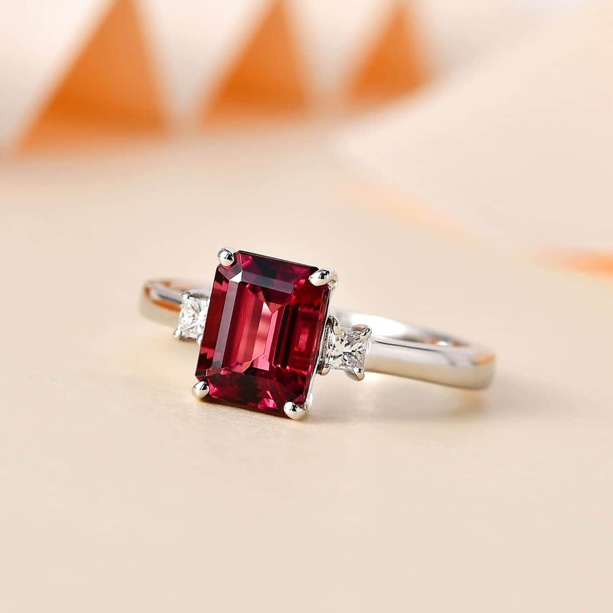 Rhapsody 950 Platinum AAAA Ouro Fino Rubellite and E-F VS Diamond Ring (Size 10.0) 5.25 Grams 2.00 ctw image number 1