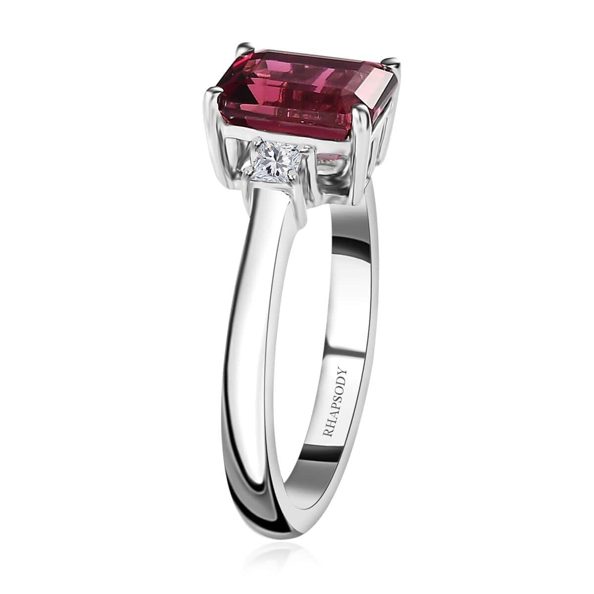 Doorbuster Rhapsody 950 Platinum AAAA Ouro Fino Rubellite and E-F VS Diamond Ring 5.25 Grams 2.00 ctw (Del. in 5-7 Days) image number 3