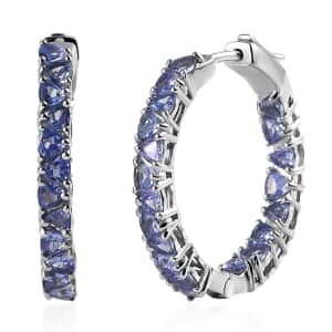 Tanzanite Hoop Earrings in Platinum Over Sterling Silver 4.00 ctw