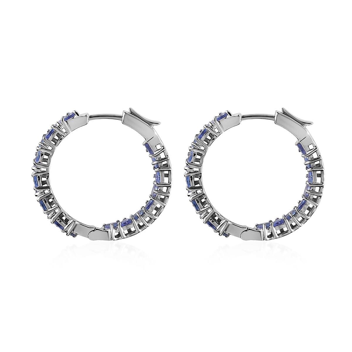 Tanzanite Hoop Earrings in Platinum Over Sterling Silver 4.00 ctw