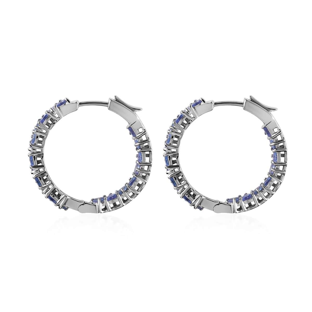 Tanzanite Hoop Earrings in Platinum Over Sterling Silver 4.00 ctw image number 3