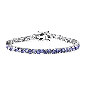 Tanzanite 5.00 ctw Tennis Bracelet in Platinum Over Sterling Silver (6.50 In)