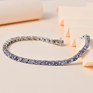 Tanzanite 5.00 ctw Tennis Bracelet in Platinum Over Sterling Silver (6.50 In)