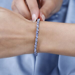 Tanzanite 5.00 ctw Tennis Bracelet in Platinum Over Sterling Silver (6.50 In)