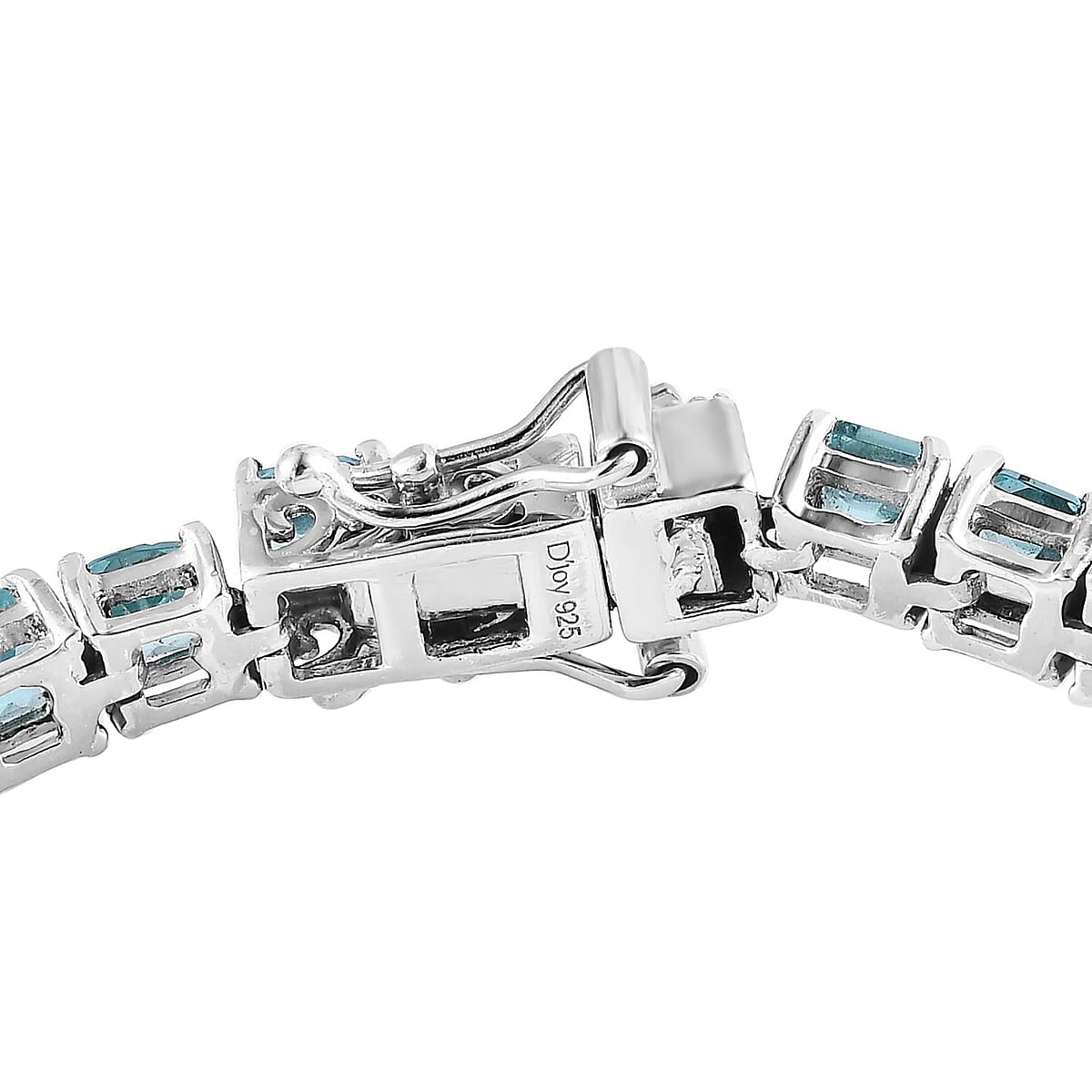 Asscher Cut Madagascar Paraiba Apatite Tennis Bracelet in Platinum Over Sterling Silver (7.25 In) 13.85 ctw image number 3