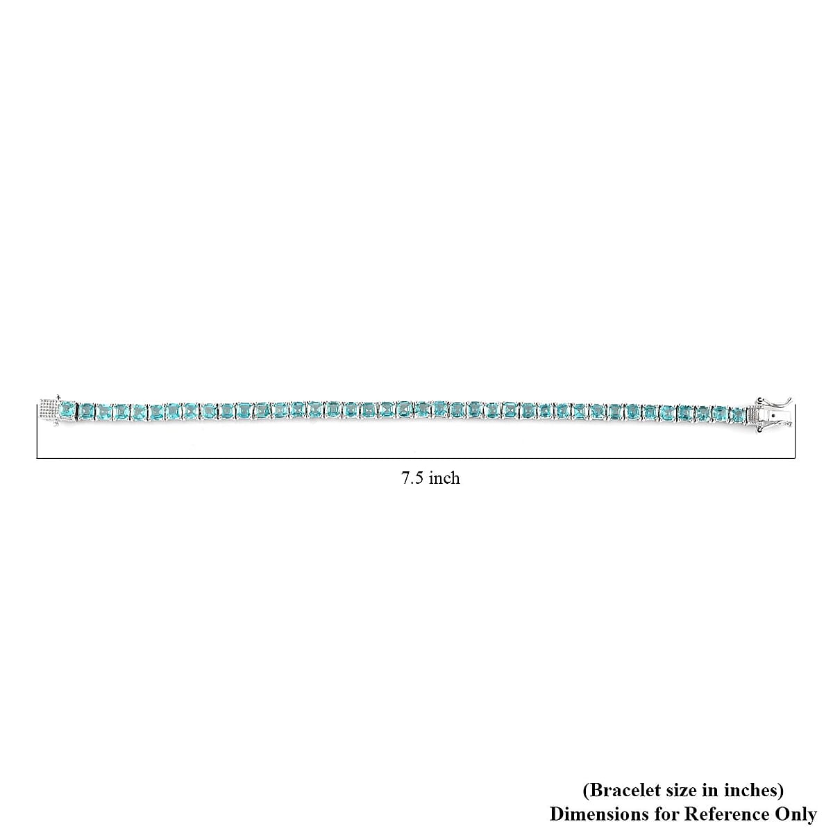 Asscher Cut Madagascar Paraiba Apatite Tennis Bracelet in Platinum Over Sterling Silver (7.25 In) 13.85 ctw image number 4