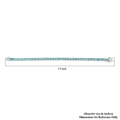 Asscher Cut Madagascar Paraiba Apatite Tennis Bracelet in Platinum Over Sterling Silver (7.25 In) 13.85 ctw