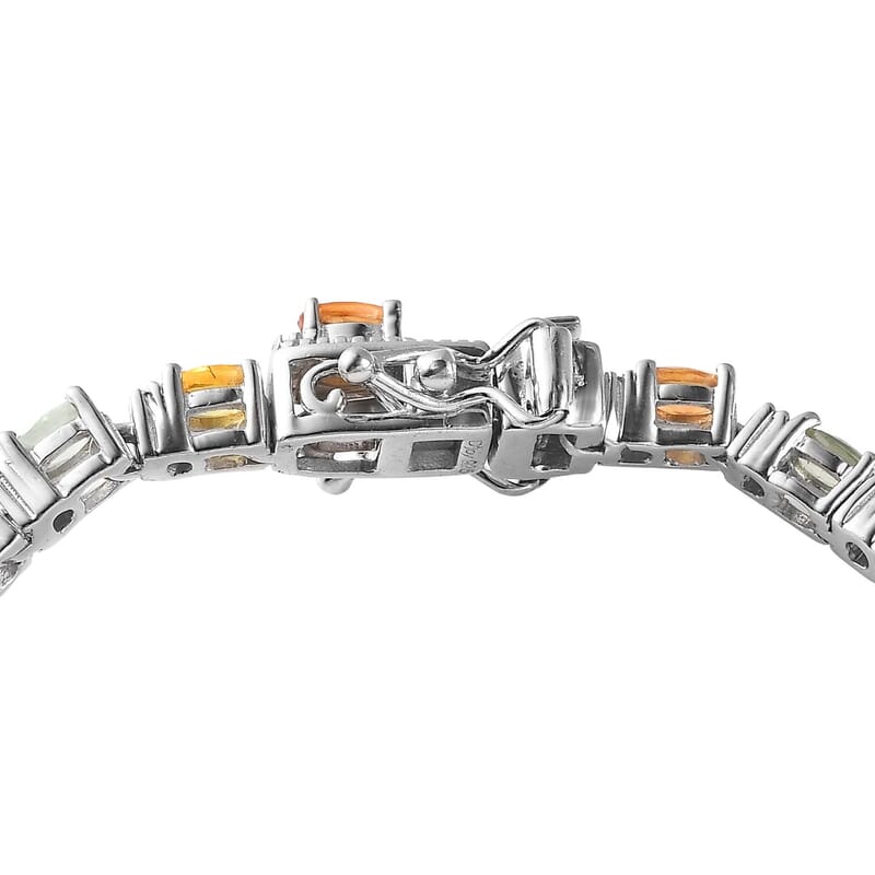 Multi Sapphire and White Zircon Tennis Bracelet in Platinum Over Sterling Silver (6.50 In) 8.40 ctw