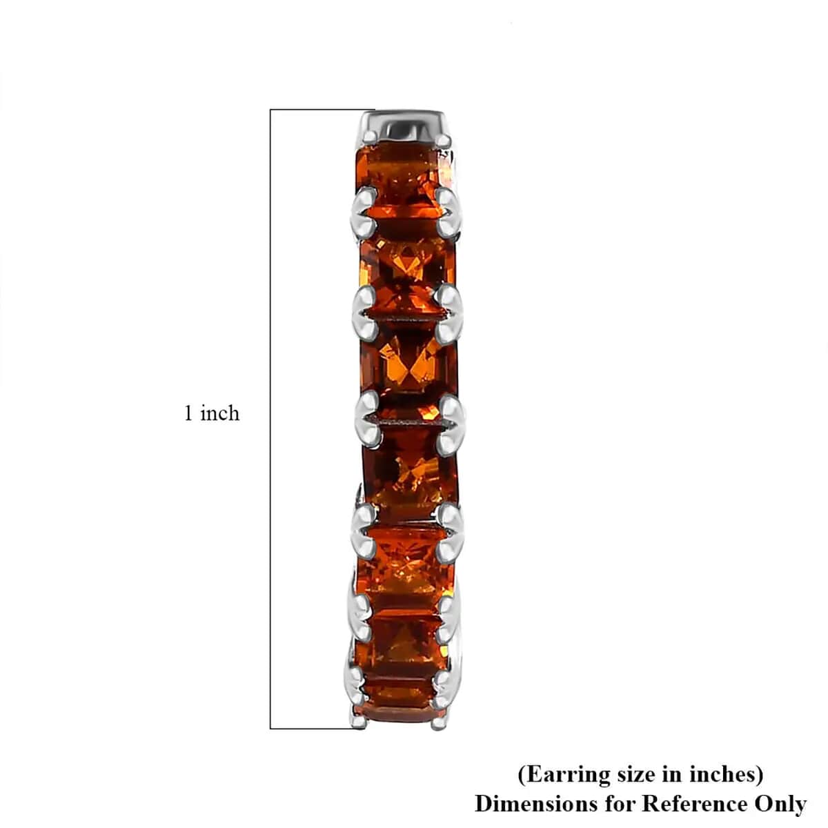 Asscher Cut Brazilian Cherry Citrine 8.00 ctw Inside Out Hoop Earrings in Platinum Over Sterling Silver image number 6