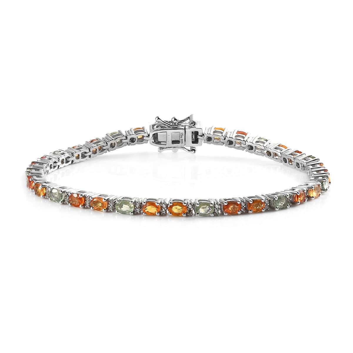 Multi Sapphire and White Zircon Bracelet in Platinum Over Sterling Silver (7.25 In) 9.50 ctw image number 0