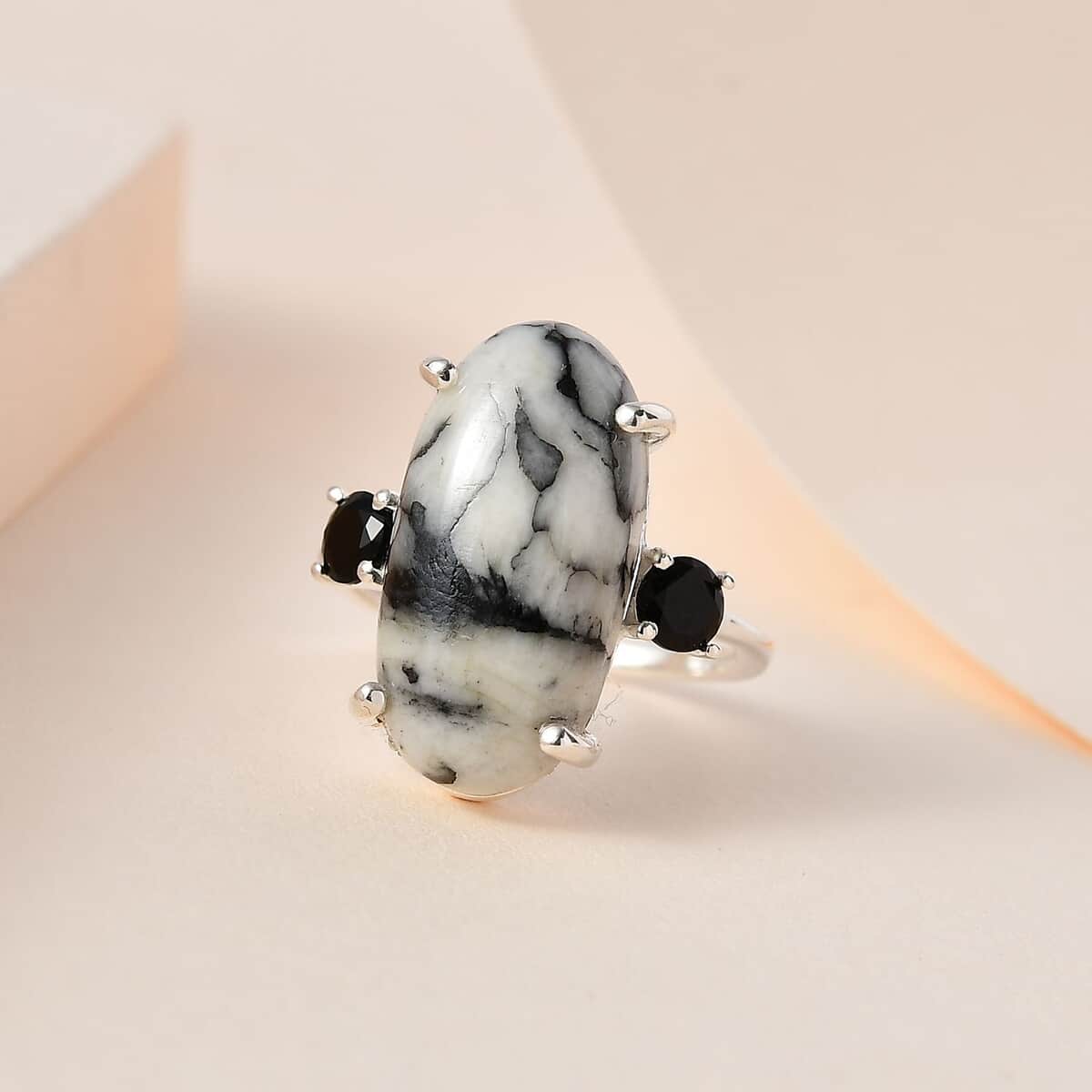 Austrian Pinolith, Thai Black Spinel Ring in Sterling Silver (Size 10.0) 10.35 ctw image number 1