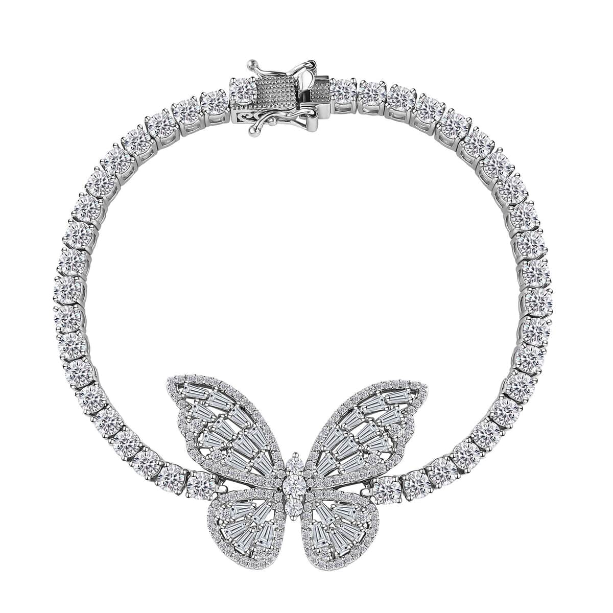 Buy GP Trionfo Collection White Zircon Butterfly Bracelet in Platinum ...