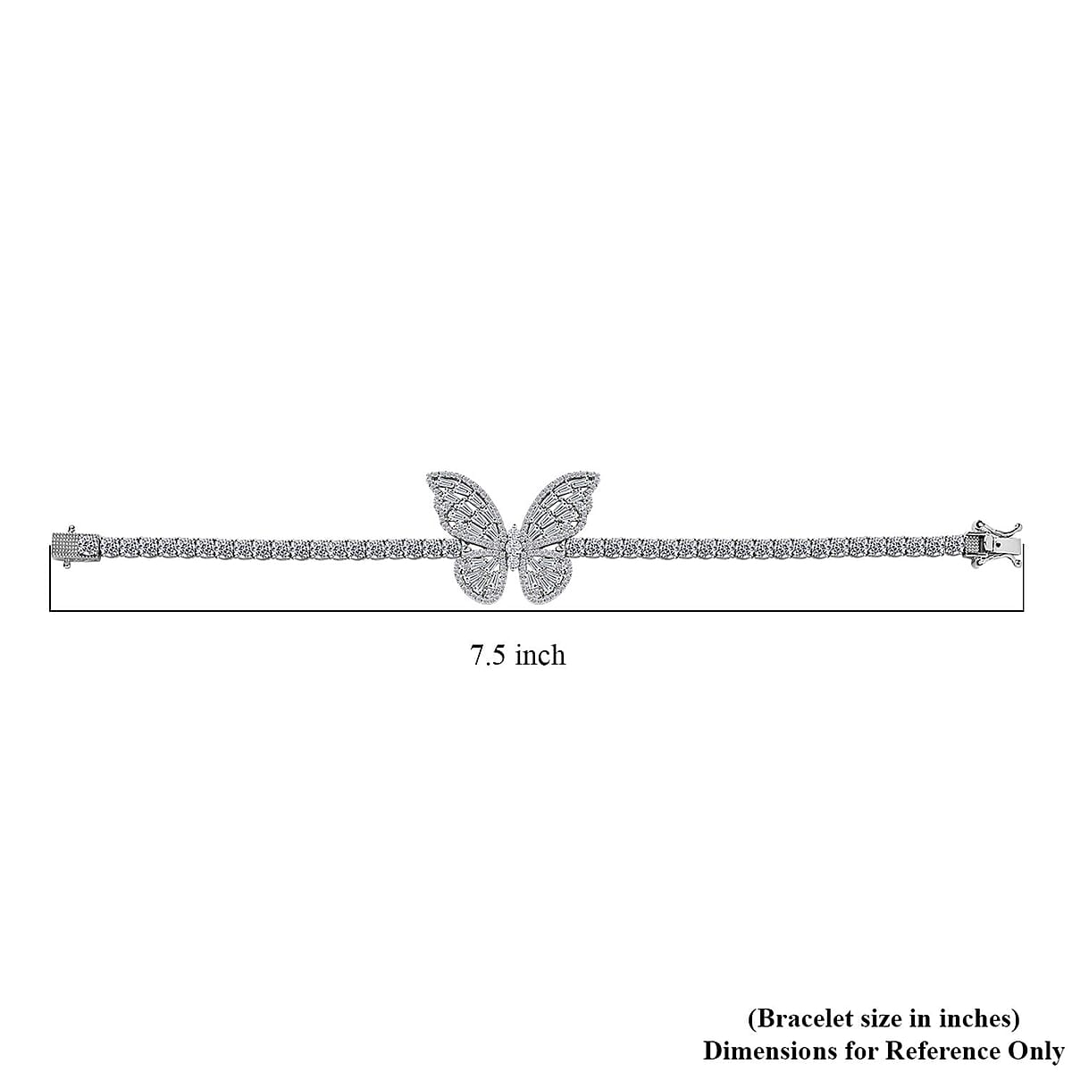 GP Trionfo Collection White Zircon Butterfly Bracelet in Platinum Over Sterling Silver (7.25 In) 13.70 ctw image number 4