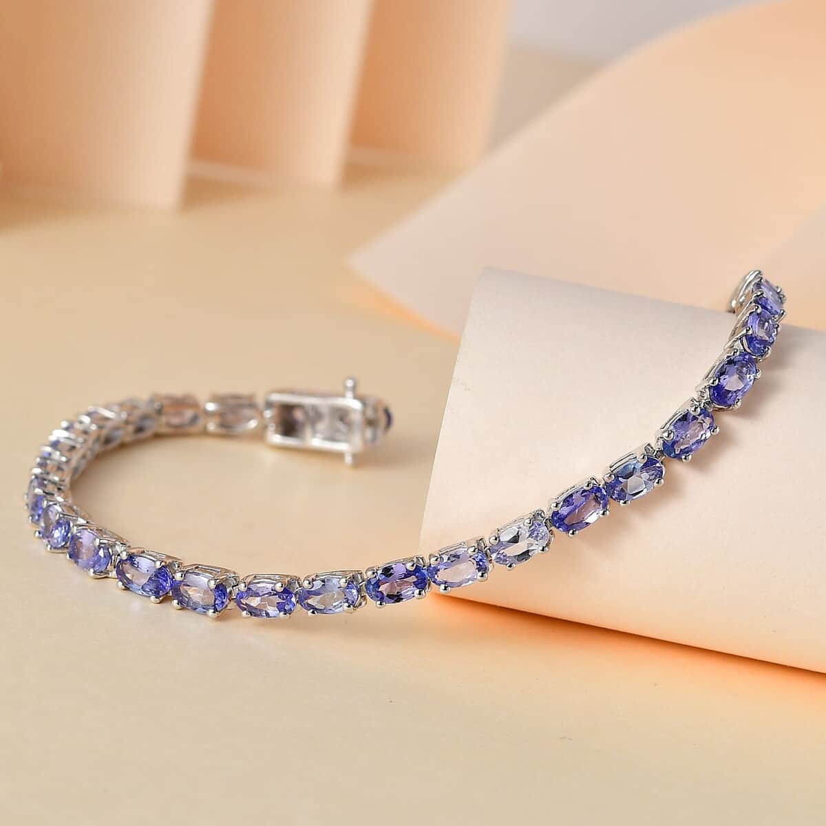 Doorbuster Tanzanite Tennis Bracelet in Platinum Over Sterling Silver (6.50 In) 7.60 ctw (Del. in 5-7 Days) image number 1