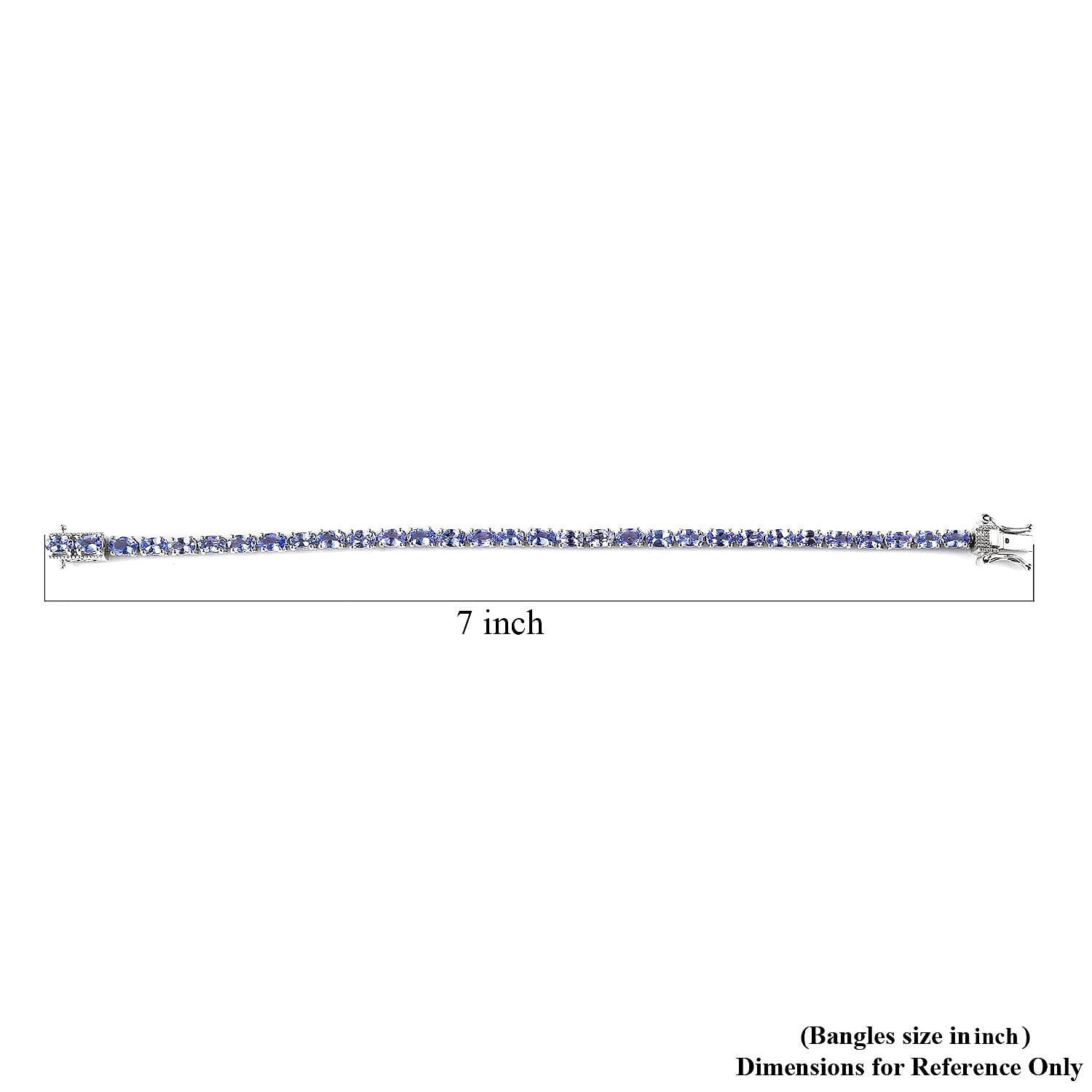 Tanzanite Tennis Bracelet in Platinum Over Sterling Silver (6.50 In) 7.60 ctw